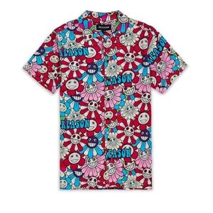 Reason Brand Sunflower All Over Print Button Down Shirt NWT Size L BZ-3195